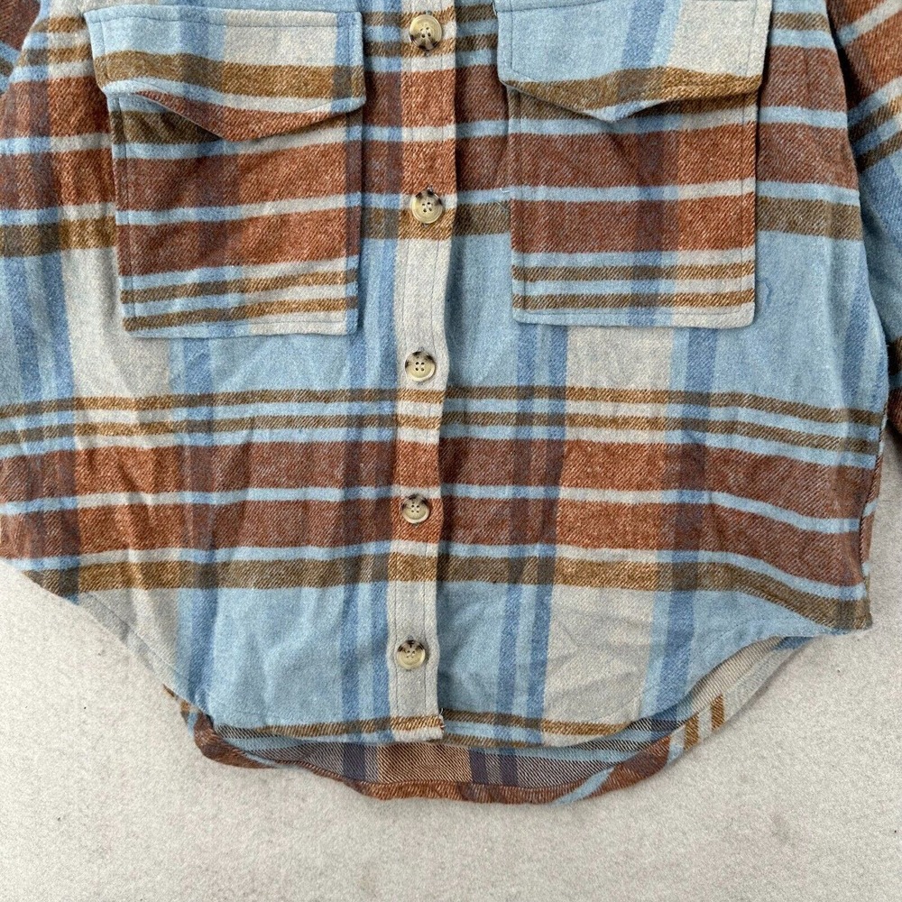 NWT Ford Bronco Graphic Shacket Flannel Shirt Womens XS Long Sleeve Plaid‎ - Picture 3 of 14